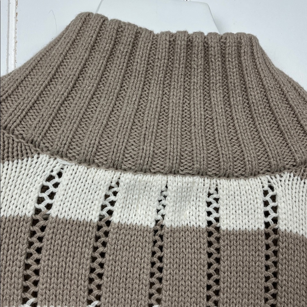 a new day Womens Tneck Knit Sweater 2X Beige Cream Stripe 1/2 Zip Soft NWT - Picture 11 of 15